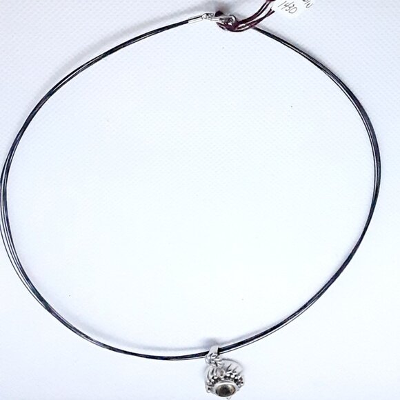 16 inch 14kt/ 925 golden topaz black ubber pendant necklace - Picture 8 of 8